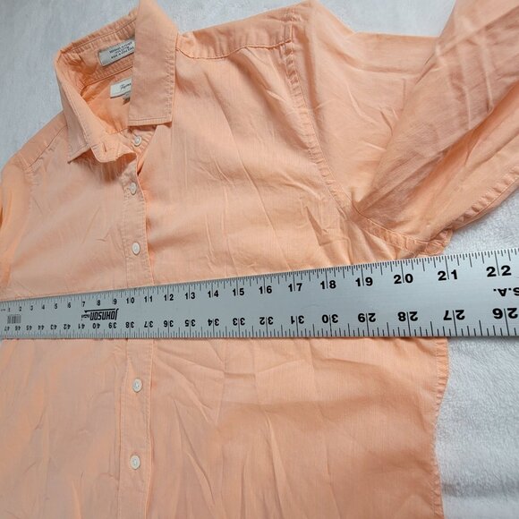Faconnable Women Peach Button-Down Long Sleeve Shirt Medium Cotton Casual Blouse - Picture 6 of 7